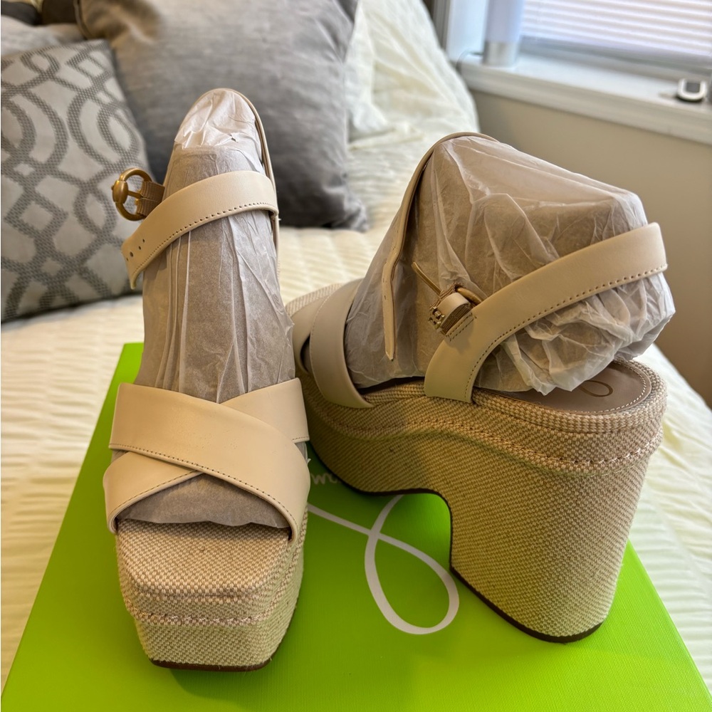 Sam Edelman Cream Platform Sandals